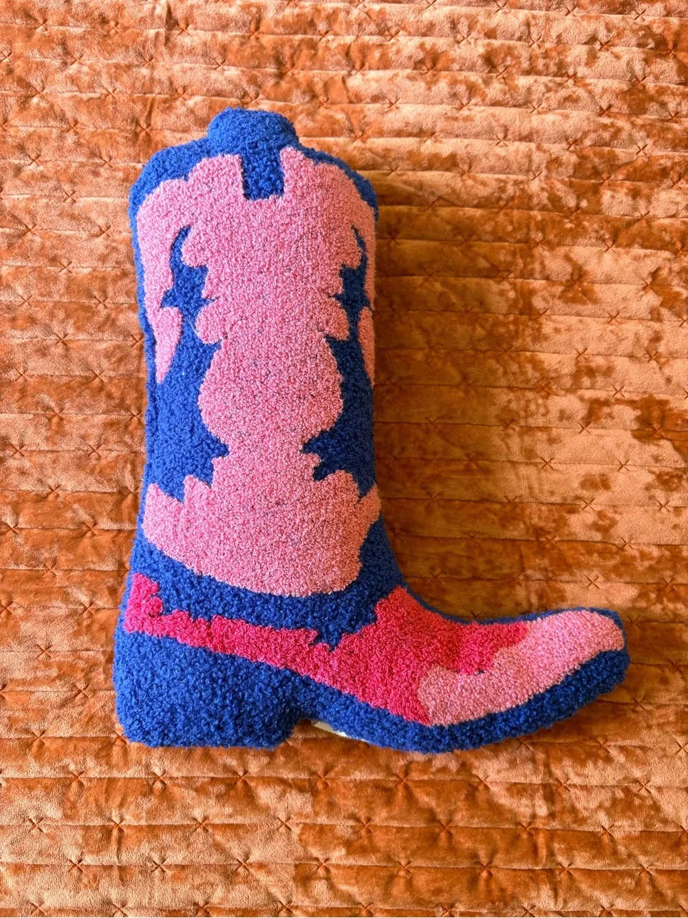 Pink & Blue Novelty Cowboy Boot Pillow